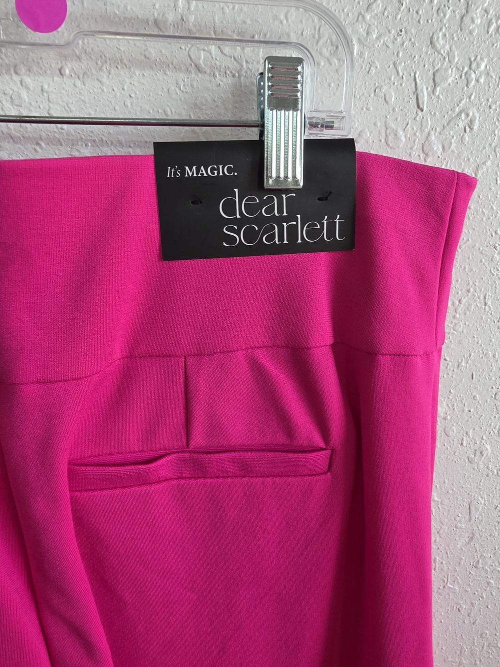 Dear Scarlett Magic Cropped Pants Large Hot Pink Wide Leg Pull On NWT - Picture 8 of 8